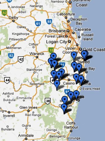 map of NSW north coast showing Qld cattle destinations