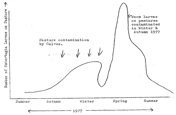 Chart of intestinal worm egg pasture contamination