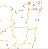 Map of north east corner of NSW